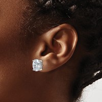 14K White Gold 5 Carat Lab Grown Diamond VS SI+ G+ Complete Oval Four Prong Stud Earrings view 3