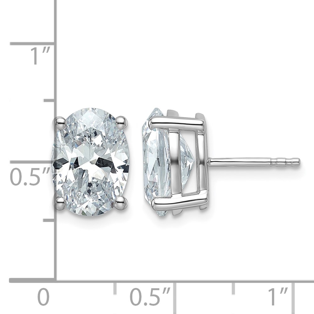 14k White Gold 5 carat Lab Grown Diamond VS+ F+ Complete Oval Four Prong Stud Earrings (EM8799-500-WLD)