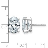 14K White Gold 5 Carat Lab Grown Diamond VS SI+ G+ Complete Oval Four Prong Stud Earrings view 4