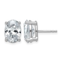 14K White Gold 5 Carat Lab Grown Diamond VS SI+ G+ Complete Oval Four Prong Stud Earrings view 1