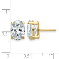 14K Yellow Gold 5 Carat Lab Grown Diamond VS SI+ G+ Complete Oval Four Prong Stud Earrings view 4