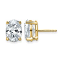 14K Yellow Gold 5 Carat Lab Grown Diamond VS SI+ G+ Complete Oval Four Prong Stud Earrings view 1