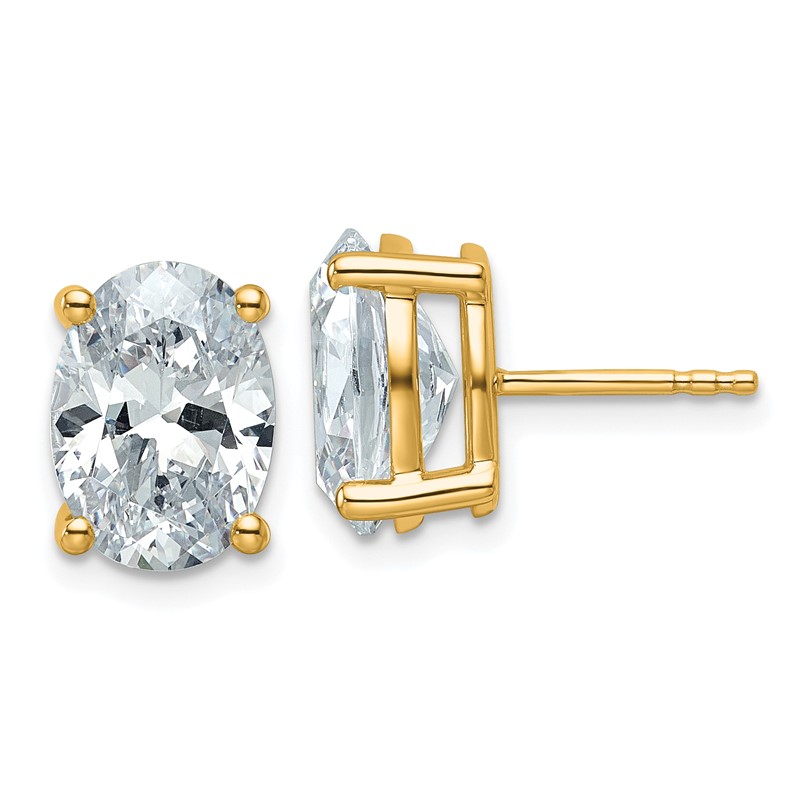 14k 5 carat Lab Grown Diamond VS+ F+ Complete Oval Four Prong Stud Earrings