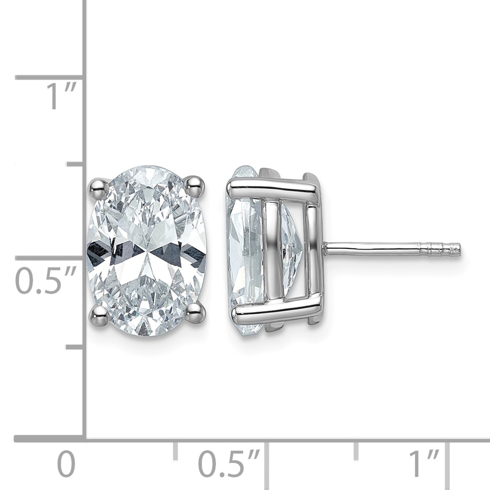 14k White Gold 6 carat Lab Grown Diamond VS+ F+ Complete Oval Four Prong Stud Earrings (EM8799-600-WLD)