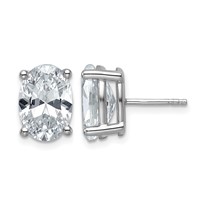 14K White Gold 6 Carat Certified Lab Grown Diamond VS+ F+ Complete Oval Four Prong Stud Earrings view 1