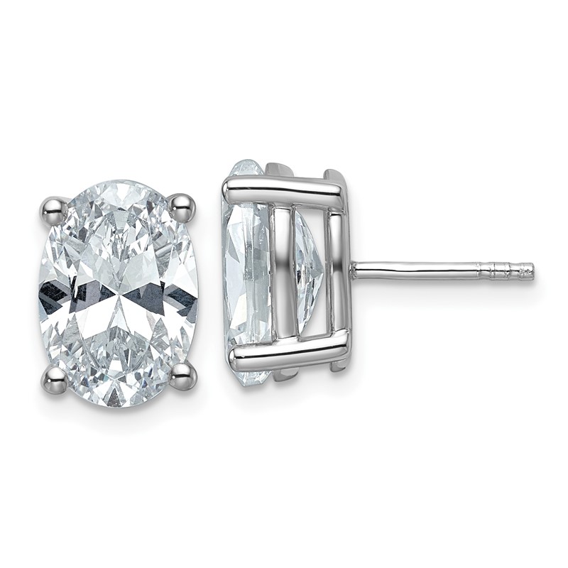 14k White Gold 6 carat Certified Lab Grown Diamond VS+ F+ Complete Oval Four Prong Stud Earrings