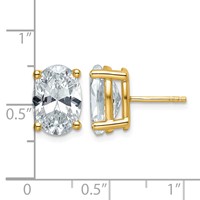 14K Yellow Gold 6 Carat Lab Grown Diamond VS SI+ G+ Complete Oval Four Prong Stud Earrings view 4