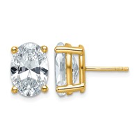 14K Yellow Gold 6 Carat Lab Grown Diamond VS SI+ G+ Complete Oval Four Prong Stud Earrings view 1