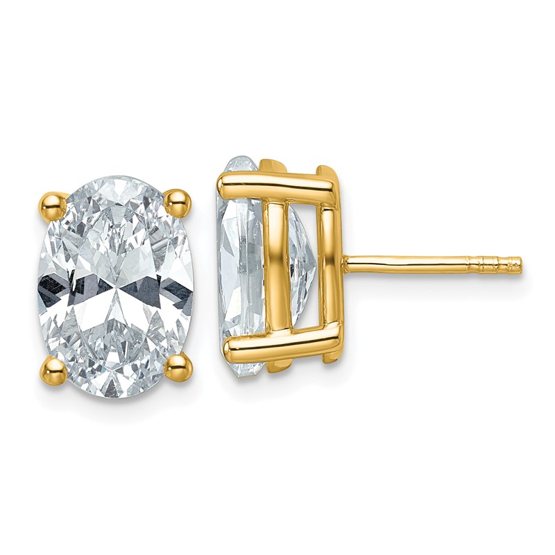 14k 6 carat Lab Grown Diamond VS/SI+ G+ Complete Oval Four Prong Stud Earrings