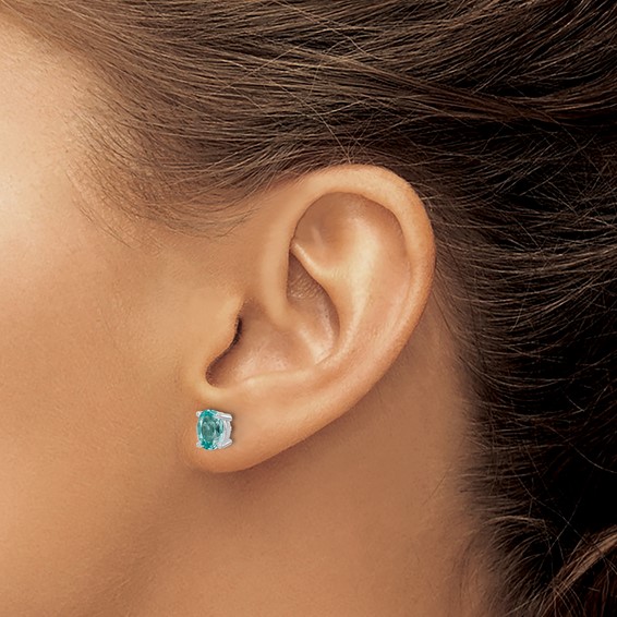 14K White Gold Lab Grown Diamond VS/SI FGH & Cr Paraiba Solitaire Earrings