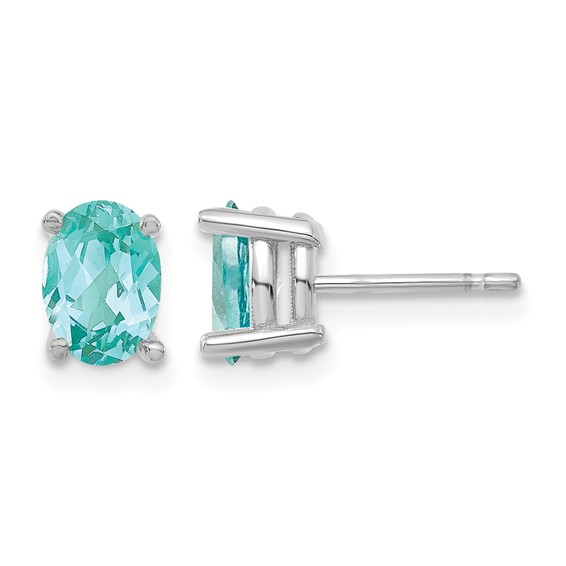 14K White Gold Lab Grown Diamond VS/SI FGH & Cr Paraiba Solitaire Earrings