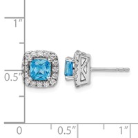 14K White Gold 0.38 Carat Lab Grown Diamond VS SI+ G+ December Birthstone Blue Topaz Halo Post Earrings view 4