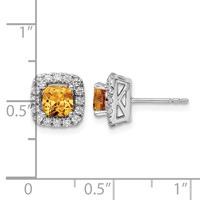14K White Gold 0.38 Carat Lab Grown Diamond VS SI+ G+ November Birthstone Citrine Halo Post Earrings view 4