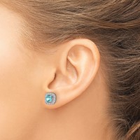 Pure Serenity 14K White Gold 0.38 Carat Lab Grown Diamond VS SI+ G+ and Lab Created Paraiba Halo Post Earrings view 3