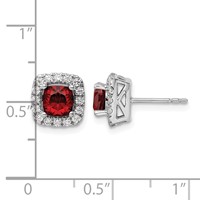 14K White Gold 0.38 Carat Lab Grown Diamond VS SI+ G+ January Birthstone Garnet Halo Post Earrings view 4
