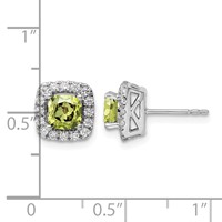 14K White Gold 0.38 Carat Lab Grown Diamond VS SI+ G+ August Birthstone Peridot Halo Post Earrings view 4