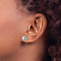 14K White Gold 0.38 Carat Lab Grown Diamond VS SI+ G+ June Birthstone Freshwater Cultered Pearl Halo Post Earrings view 3