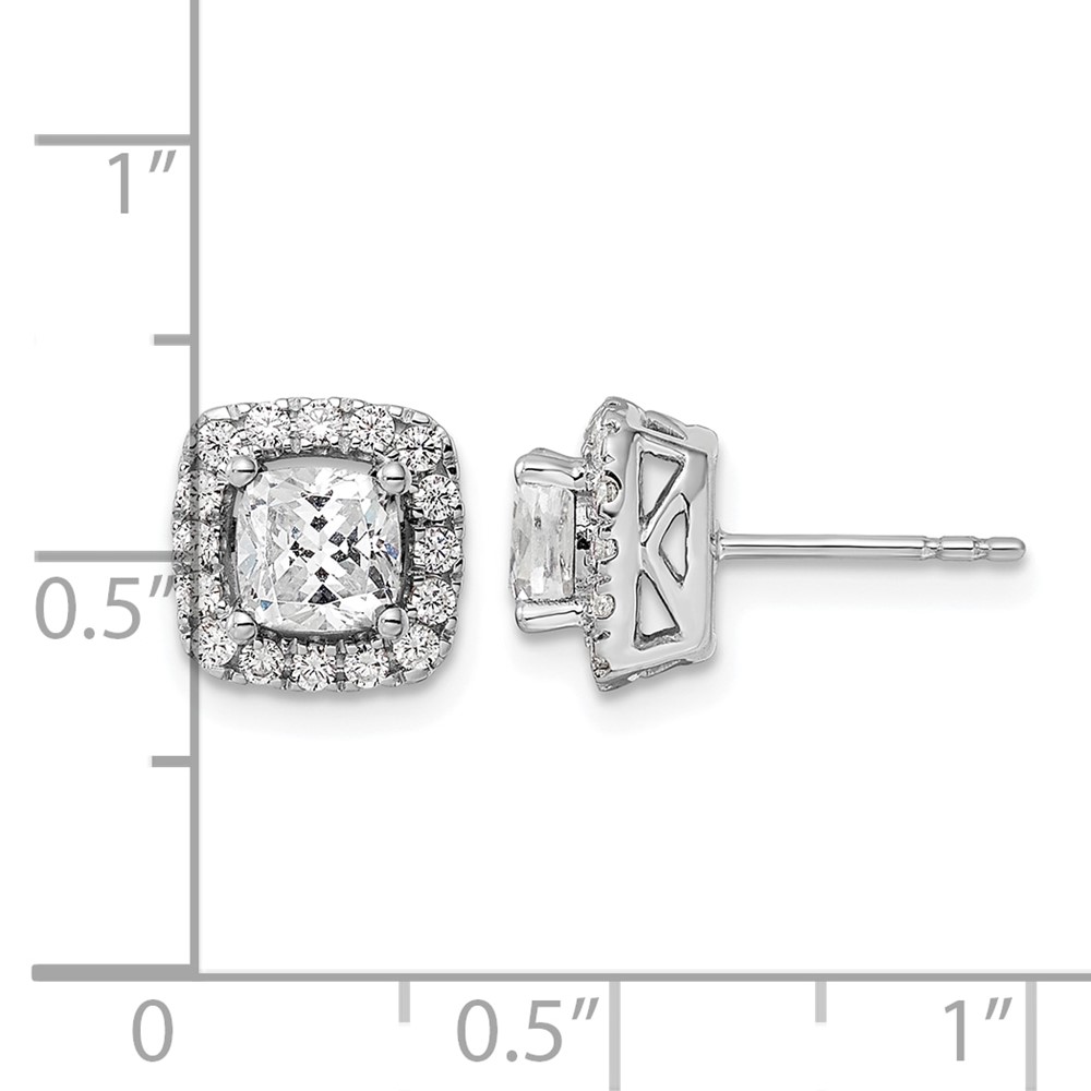 14k White Gold 3/8 carat Lab Grown Diamond VS/SI+ G+ April Birthstone White Sapphire Halo Post Earrings (EM9037-WS-038-WLG)