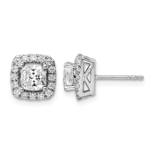 14K White Gold 0.38 Carat Lab Grown Diamond VS SI+ G+ April Birthstone White Sapphire Halo Post Earrings