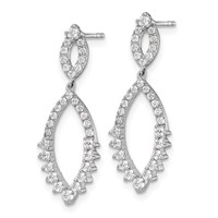 14K White Gold 0.75 Carat Lab Grown Diamond VS SI+ G+ Complete Fashion Dangle Post Earrings view 2
