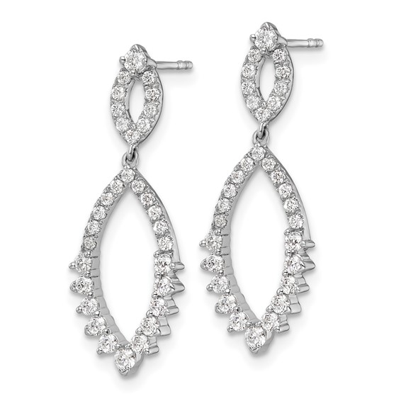 14k White Gold 3/4 carat Lab Grown Diamond VS/SI+ G+ Complete Fashion Dangle Post Earrings