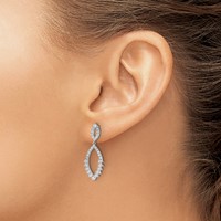 14K White Gold 0.75 Carat Lab Grown Diamond VS SI+ G+ Complete Fashion Dangle Post Earrings view 3