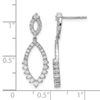 14K White Gold 0.75 Carat Lab Grown Diamond VS SI+ G+ Complete Fashion Dangle Post Earrings view 4
