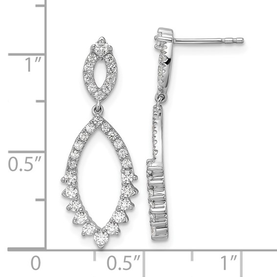 14k White Gold 3/4 carat Lab Grown Diamond VS/SI+ G+ Complete Fashion Dangle Post Earrings