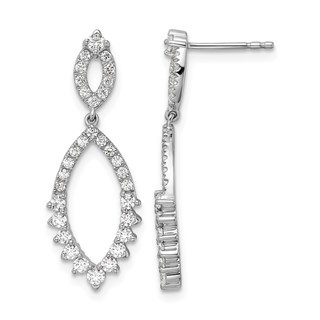 14k White Gold 3/4 carat Lab Grown Diamond VS/SI+ G+ Complete Fashion Dangle Post Earrings