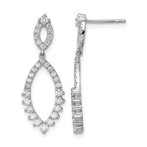 14K White Gold 0.75 Carat Lab Grown Diamond VS SI+ G+ Complete Fashion Dangle Post Earrings