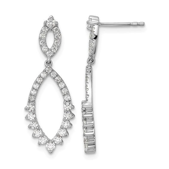 14k White Gold 3/4 carat Lab Grown Diamond VS/SI+ G+ Complete Fashion Dangle Post Earrings