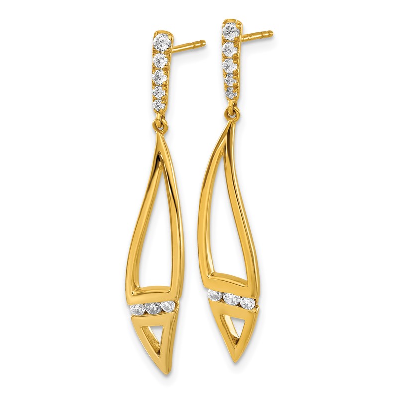 14K Lab Grown Diamond VS/SI+ G+ Curved Post Dangle Earrings