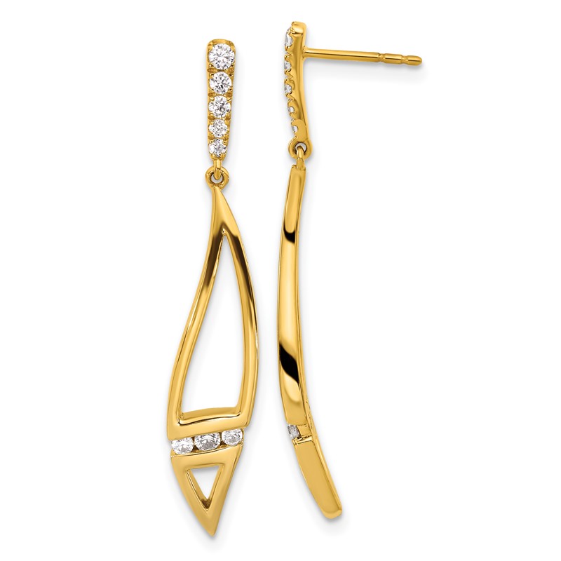 14K Lab Grown Diamond VS/SI+ G+ Curved Post Dangle Earrings