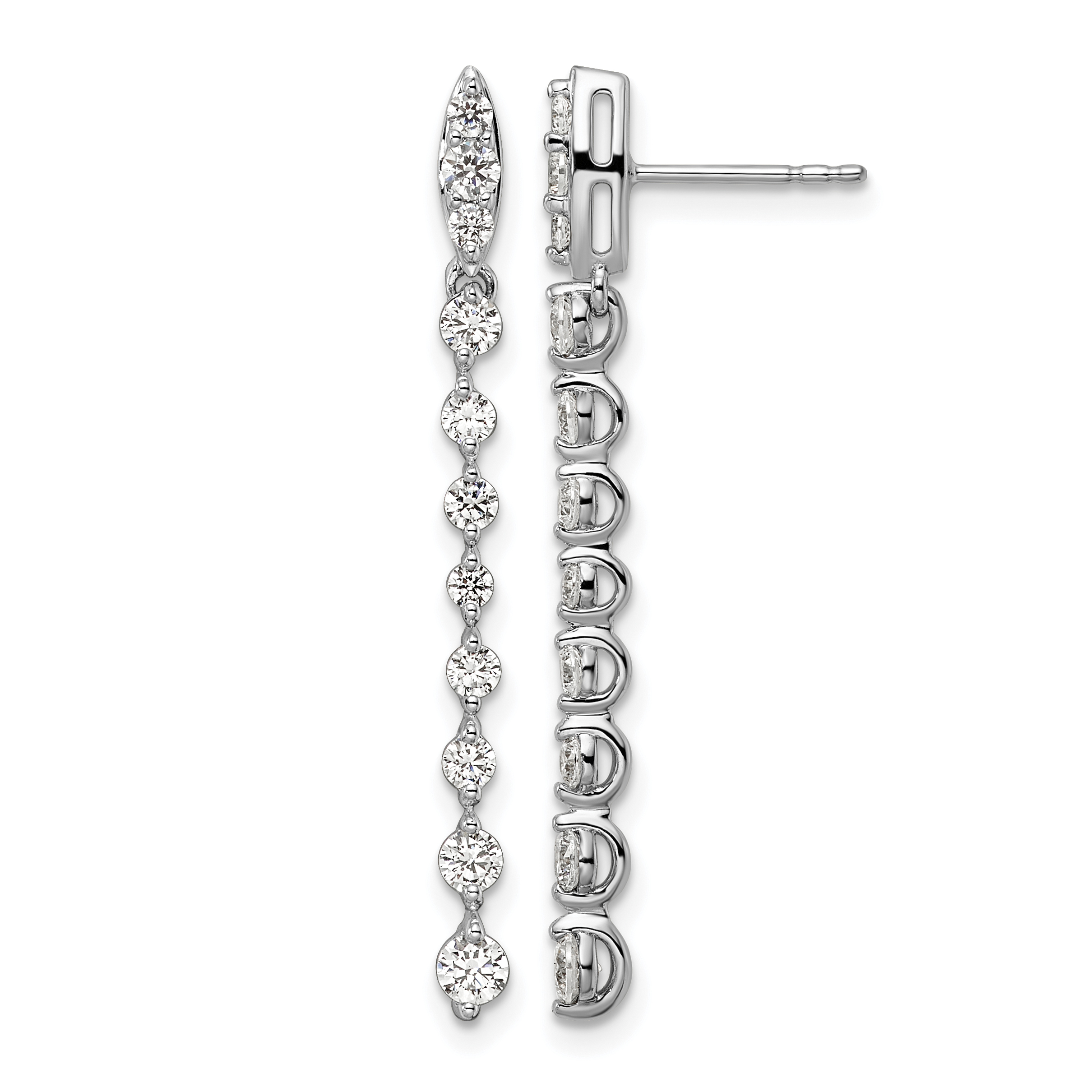 14k White Gold 1 carat Lab Grown Diamond VS/SI+ G+ Complete Dangle Post Earrings (EM9114-100-WLG)
