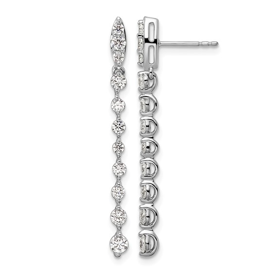 14k White Gold 1 carat Lab Grown Diamond VS/SI+ G+ Complete Dangle Post Earrings