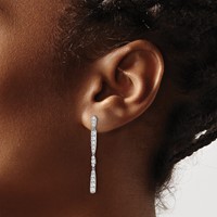 14K White Gold 1 Carat Lab Grown Diamond VS SI+ G+ Complete Dangle Post Earrings view 3