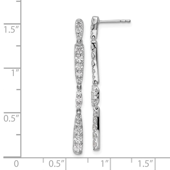 14k White Gold 1 carat Lab Grown Diamond VS/SI+ G+ Complete Dangle Post Earrings