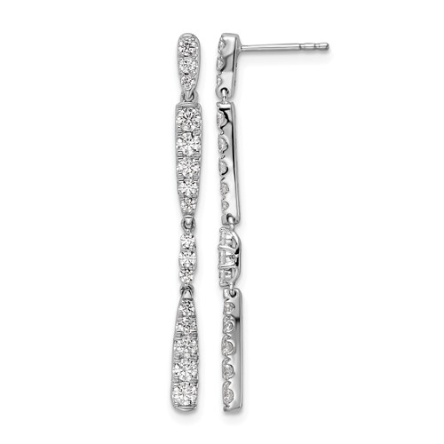 14K White Gold 1 Carat Lab Grown Diamond VS SI+ G+ Complete Dangle Post Earrings