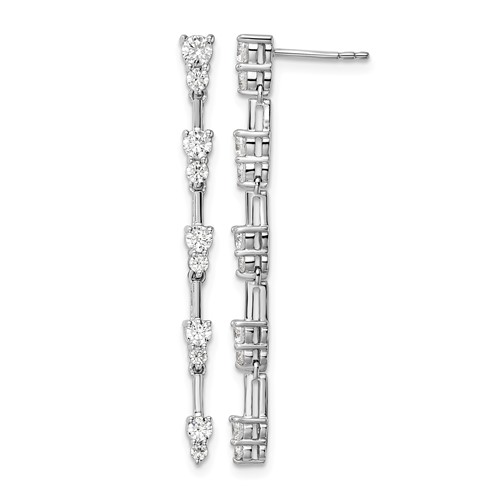 14K White Gold 1 Carat Lab Grown Diamond VS SI+ G+ Complete Dangle Post Earrings