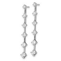 14K White Gold 1 Carat Lab Grown Diamond VS SI+ G+ Complete Six Stone Dangle Post Earrings view 2
