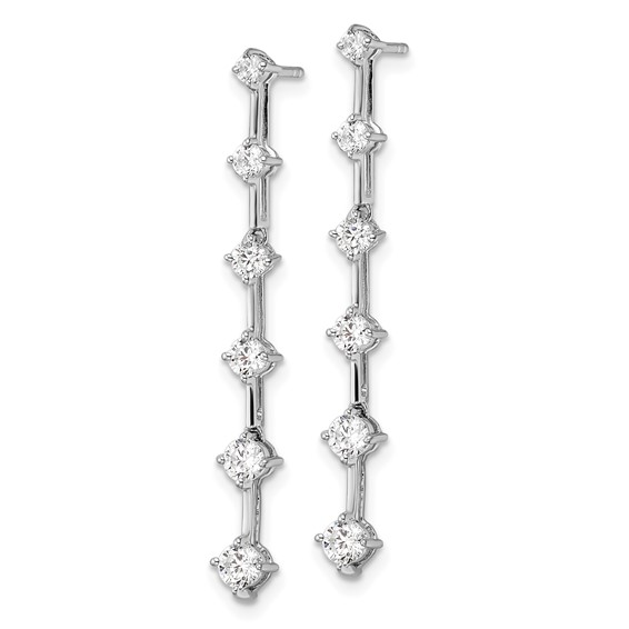 14k White Gold 1 carat Lab Grown Diamond VS/SI+ G+ Complete Six Stone Dangle Post Earrings