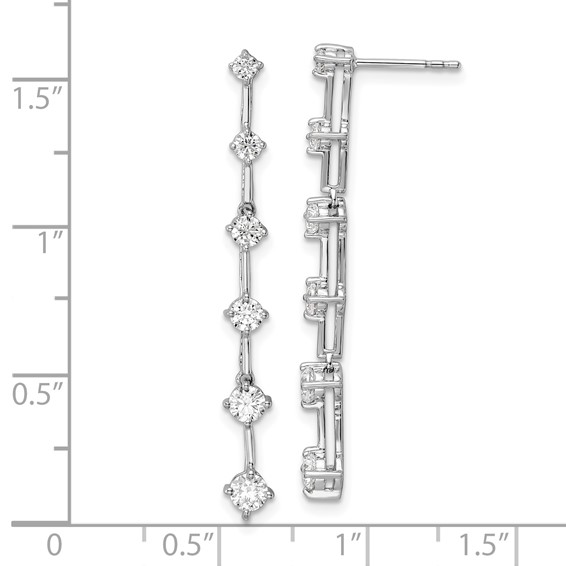 14k White Gold 1 carat Lab Grown Diamond VS/SI+ G+ Complete Six Stone Dangle Post Earrings