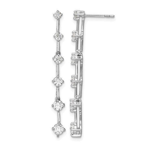 14k White Gold 1 carat Lab Grown Diamond VS/SI+ G+ Complete Six Stone Dangle Post Earrings