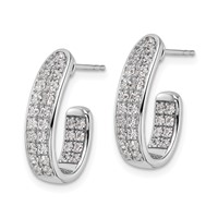 14K White Gold 1 Carat Lab Grown Diamond VS SI+ G+ Complete in and Out J-Hoop Hoop Earrings view 2