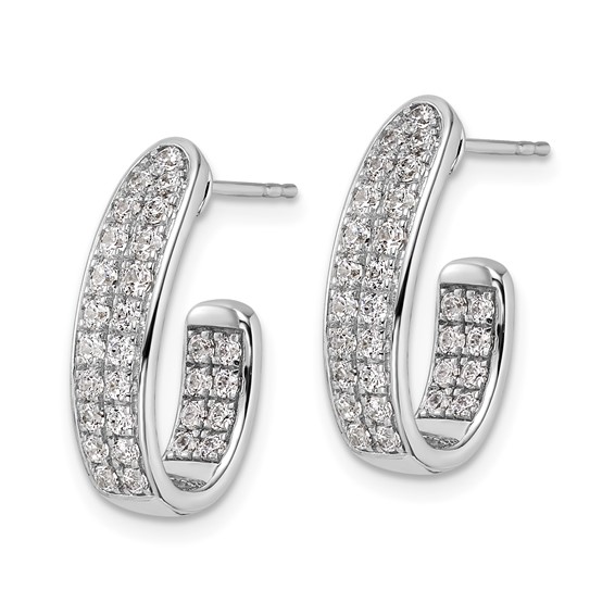 14k White Gold 1 carat Lab Grown Diamond VS/SI+ G+ Complete In and Out J-Hoop Hoop Earrings
