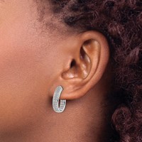 14K White Gold 1 Carat Lab Grown Diamond VS SI+ G+ Complete in and Out J-Hoop Hoop Earrings view 3