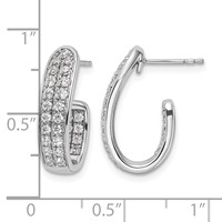 14K White Gold 1 Carat Lab Grown Diamond VS SI+ G+ Complete in and Out J-Hoop Hoop Earrings view 4