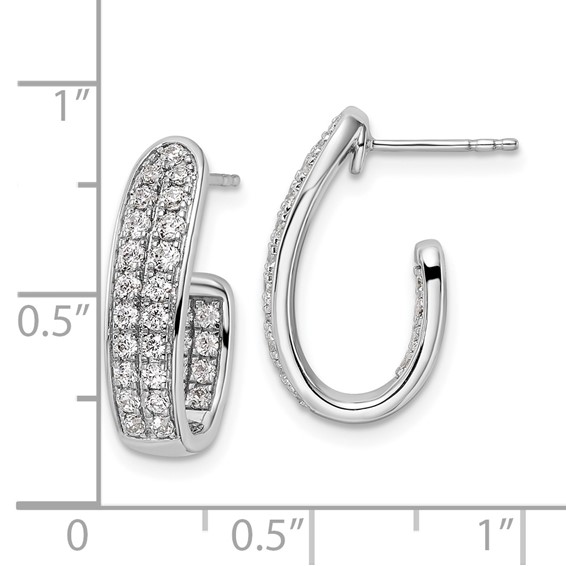 14k White Gold 1 carat Lab Grown Diamond VS/SI+ G+ Complete In and Out J-Hoop Hoop Earrings