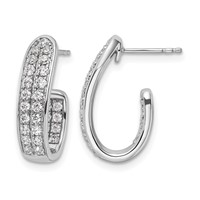 14K White Gold 1 Carat Lab Grown Diamond VS SI+ G+ Complete in and Out J-Hoop Hoop Earrings view 1
