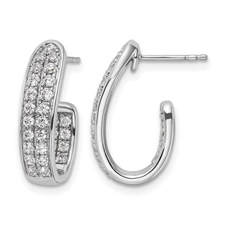 14k White Gold 1 carat Lab Grown Diamond VS/SI+ G+ Complete In and Out J-Hoop Hoop Earrings